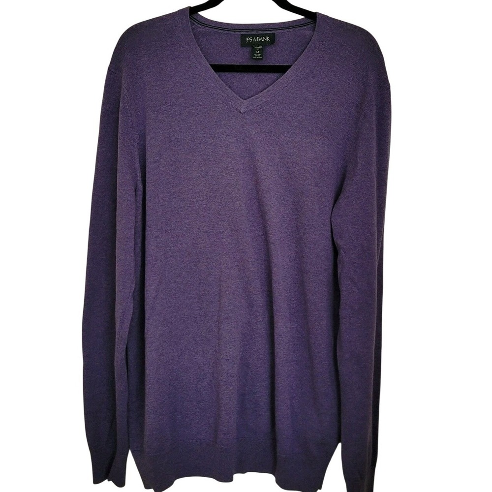 Jos. A.‎ Bank Purple V-Neck Tailored Fit Pullover Sweater Men's LT Pima Cotton